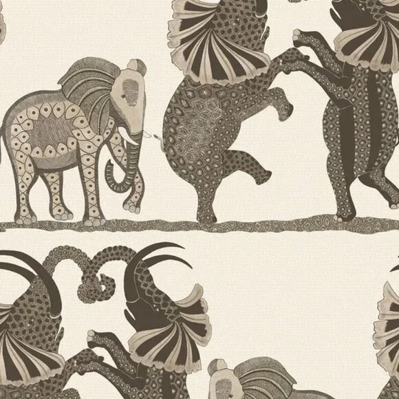 NEW Cole and Son Safari Dance Wallpaper Neutral Charcoal 109/8036 Elephants - Picture 1 of 10